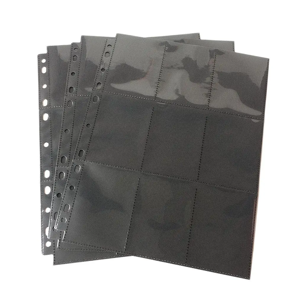 10 pages/Lot, 180 Pockets Top Insert Black Card Pages For Starndard Board Game Cards Top Loading Card Collection Pages