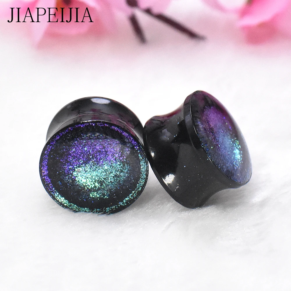 Colour Mixture Ear Plugs Tunnels Black Acrylic Ear Stretcher Gauge Expander Piercing Jewelry 8-30mm