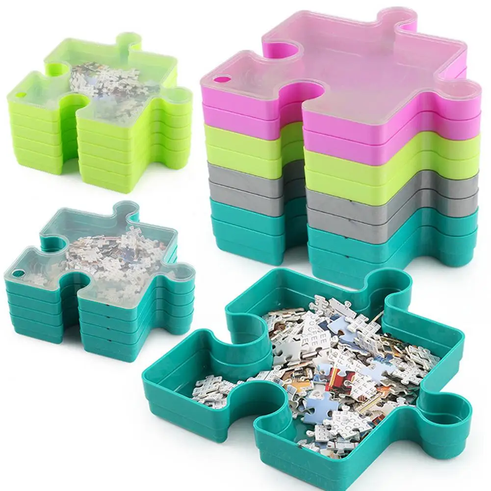 

Stackable Puzzle Sorter Building Blocks Containers Storage Box Toy Organizer Plastic Stackable Sorting Trays For Jigsaw Puzzle