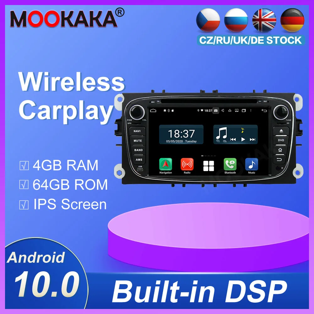 Android10.0 Dsp PX5 PX6 4g+64GB Multimedia Player GPS Navigation For Ford black Mondeo 2008-2011 Car Player Auto Radio Head unit