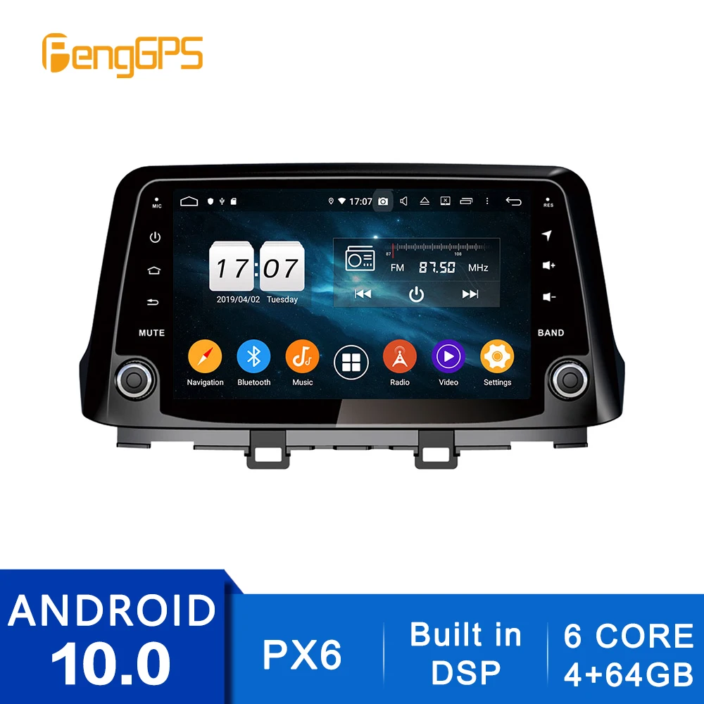 Android 10.0 Radio For Hyundai Kona 2017 2018 Touchscreen Multimedia GPS Navigation Headunit DVD Player Stereo Carplay DSP PX6