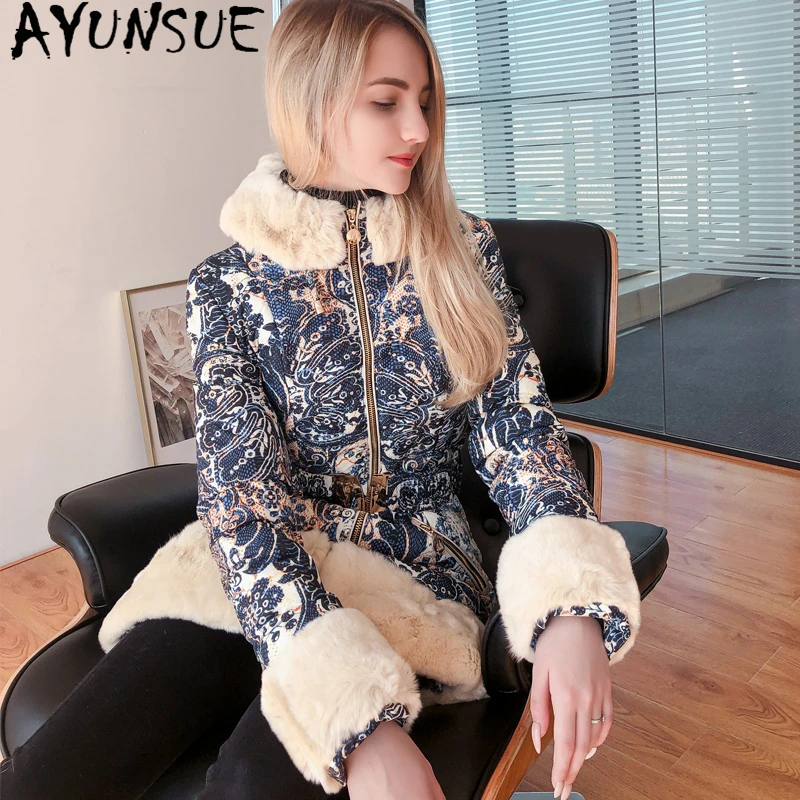 AYUNSUE Real Rex Rabbit Fur Hooded Women's Winter Down Jacket Female White Duck Down Coat Woman Thick Warm Parkas Abrigo Mujer 7