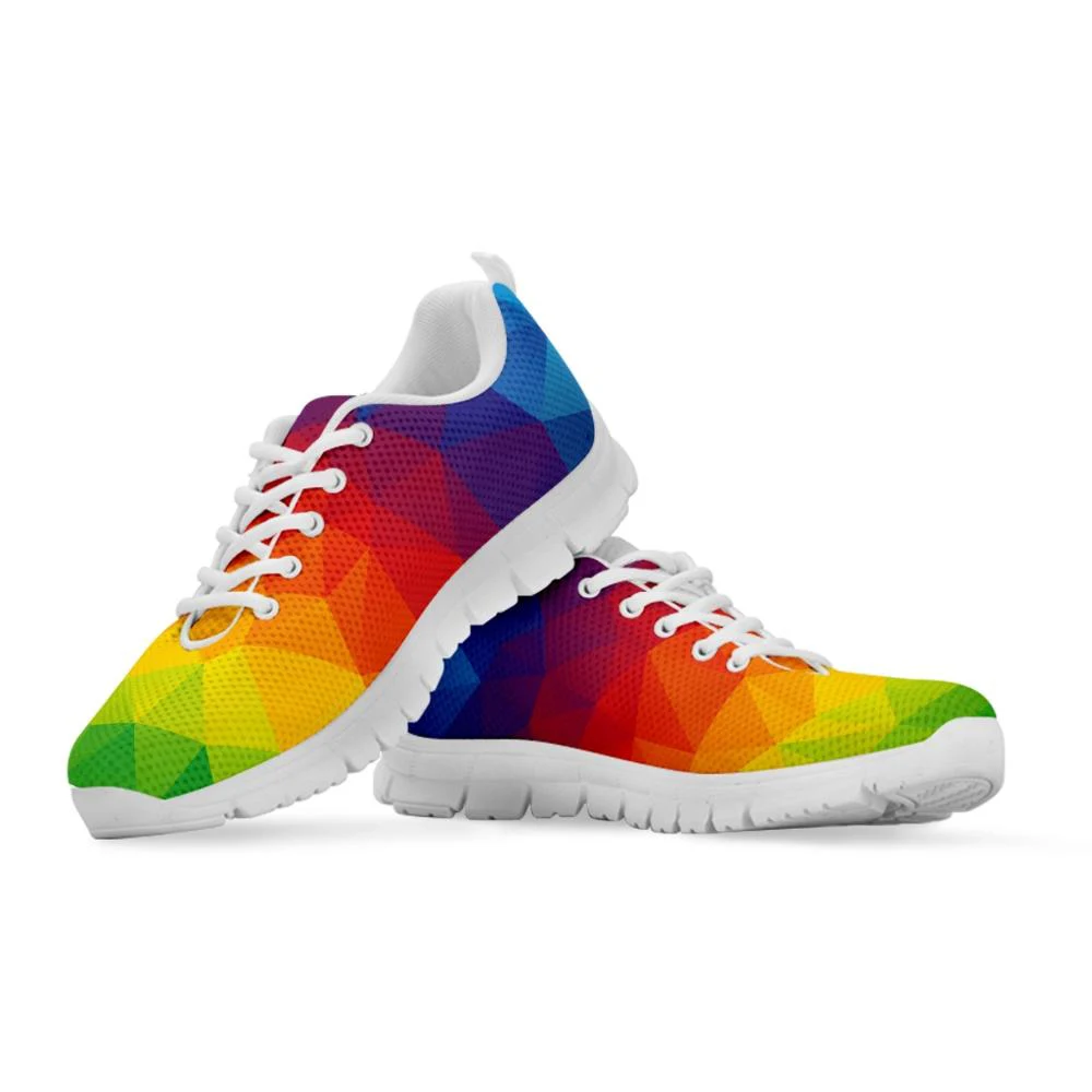 Woman Flats Vibrant Rainbow Spectrum Triangle Geometric Printed Casual Shoes For Women 2025 Female Sneakers Breathable Shoes