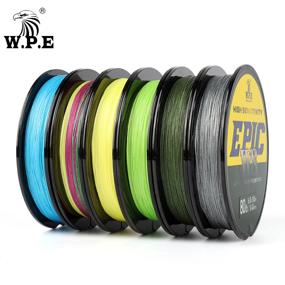 W.P.E EPIC 300M W8 nici polietylenowa żyłka wędkarska pleciona Ultra gładka Multifilament 15 20 30 40 50 80 100LB karpia Pesca