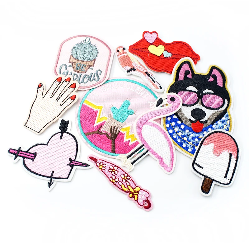 Watermelon Cactus Horse Iron-On Patches Cloth Mend Decorate Clothes Apparel Sewing Decoration Applique Badges Pink Bird Girl