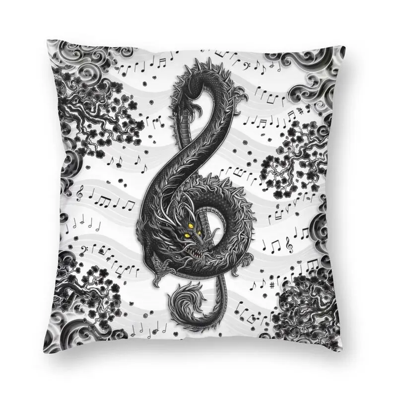 Fashion Treble Clef Music Dragon Art Pillow Case Decoration 3D Two Side Printing Asian Tradition Tattoo Cushion Cover for Sofa