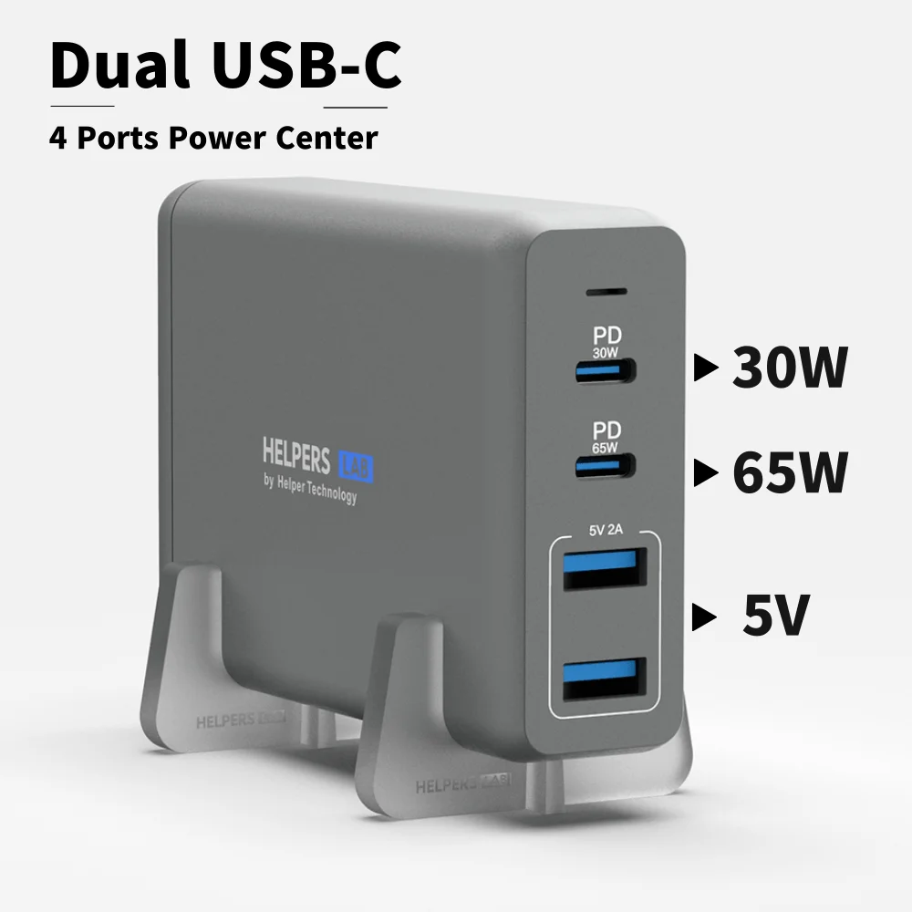 

105W Dual USB C PD Travel Charger Adapter with 2 USB-C PD3.0 PPS & 2 USB-A Compatible with Macbook Dell Thinkpad and more