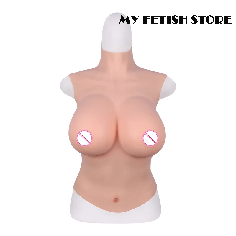 4G High Neck Sleeveless Crossdressing Realistic Silicone C-G Cup Breast Form Suit Fake Boobs For Transgender Shemale Drag Queen