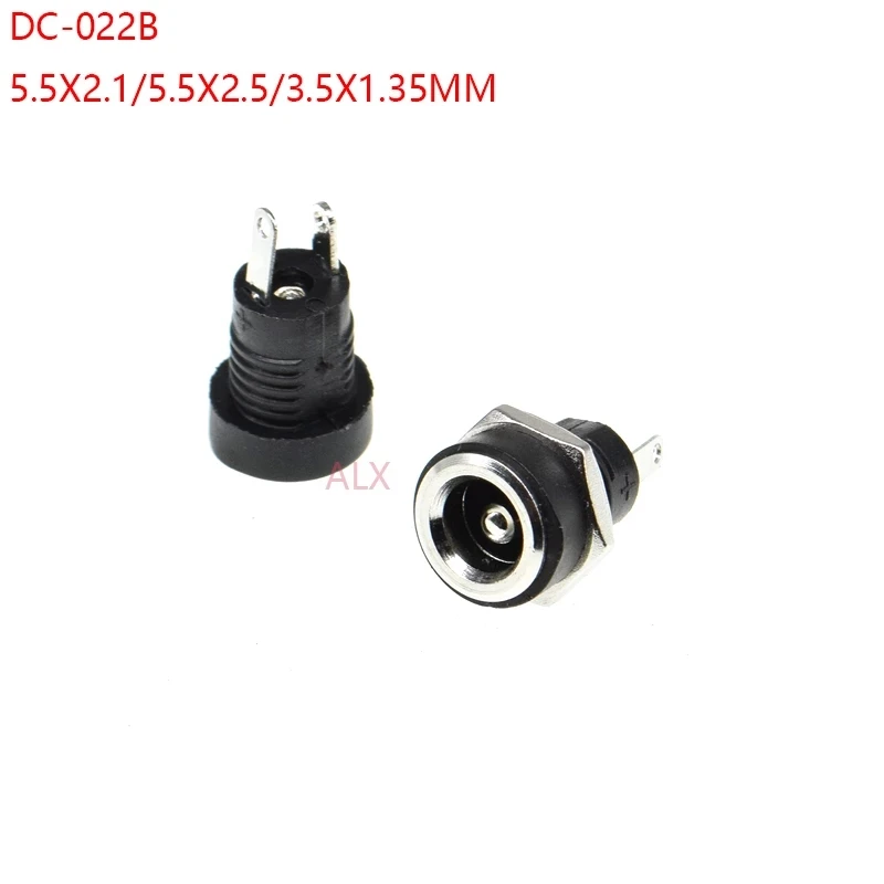 5/10PCS DC power jack socket panel mount female connector 5.5*2.1MM 5.5*2.5MM 5.5*2.1 5.5*2.5 3.5*1.3 DC-022/022B/099 DC022B