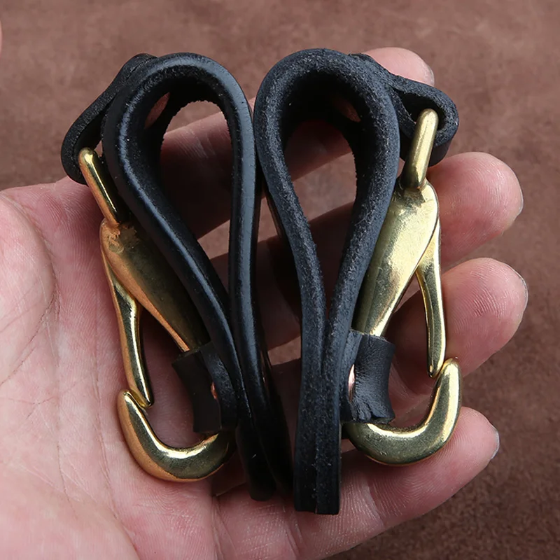 Handmade couro genuíno chaveiro para homens e mulheres, chaveiro do carro, bolso da carteira, suporte da cintura, chaveiros
