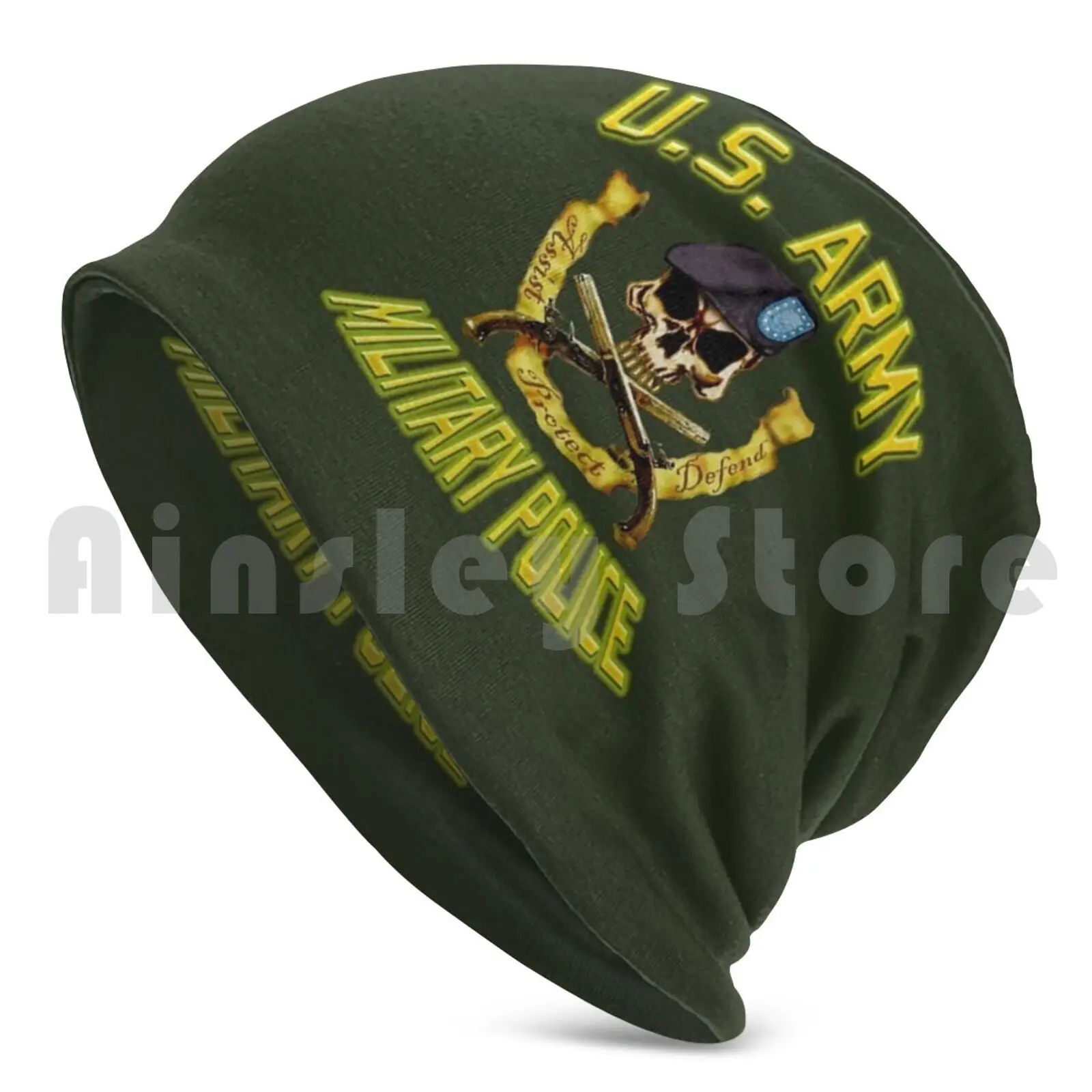 Mp Skull W / Crossed Pistols Beanie Hedging Cap DIY Print Cushion Military Police Mp Pm Provost Marshal Badge Law