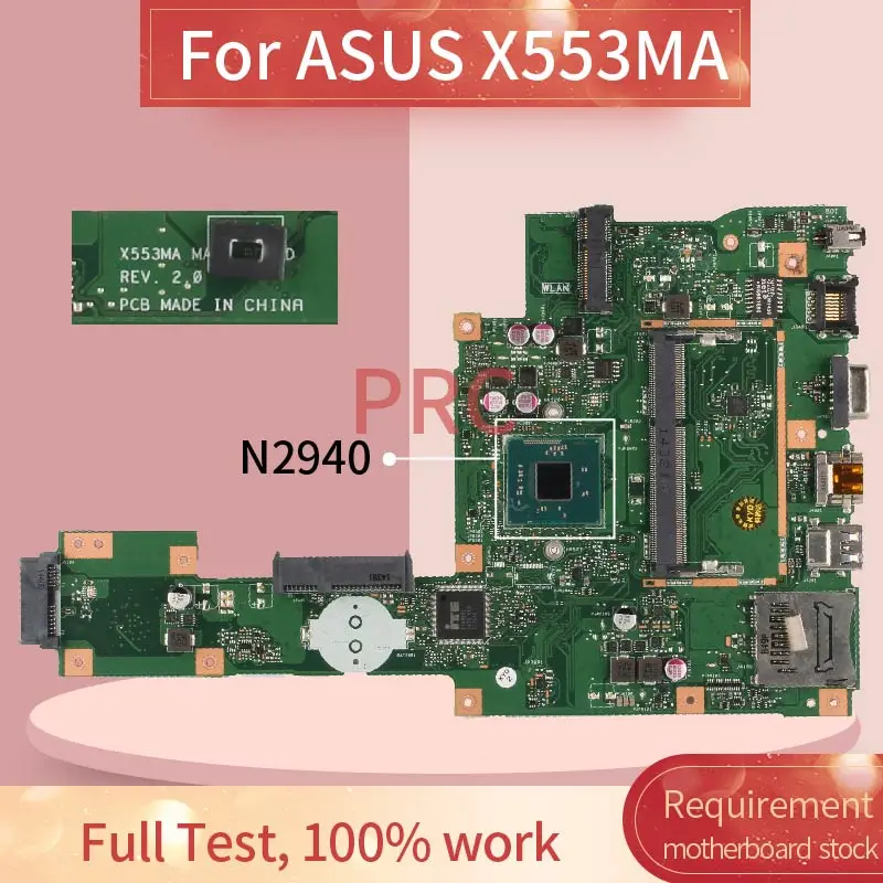 

X553MA REV:2.0 For ASUS X503M F553MA F553M X553MA N2940 Laptop motherboard DDR3 Notebook Mainboard