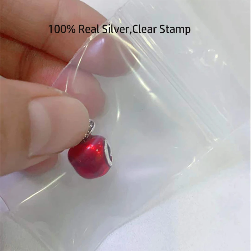 

100% Real 925 Sterling Silver Beads Apple Enamel Charms Fit Original Bracelet Bangles For Jewelry Female Making DIY Gifts