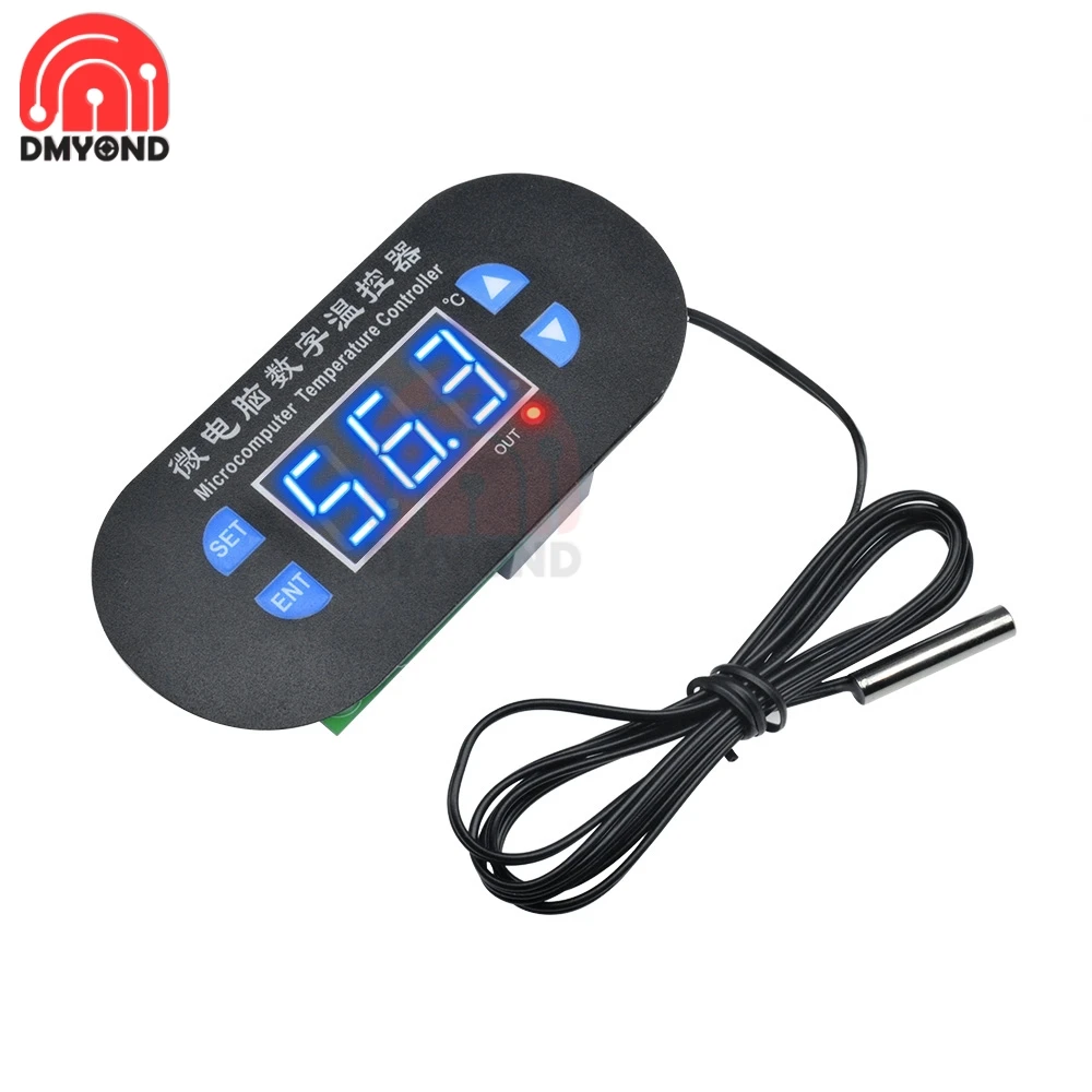 XH-W1308 W1308 AC/DC 12V Digital Thermostat Temp Alarm Temperature Controller Switch Control NTC Sensor Meter Blue LED Display