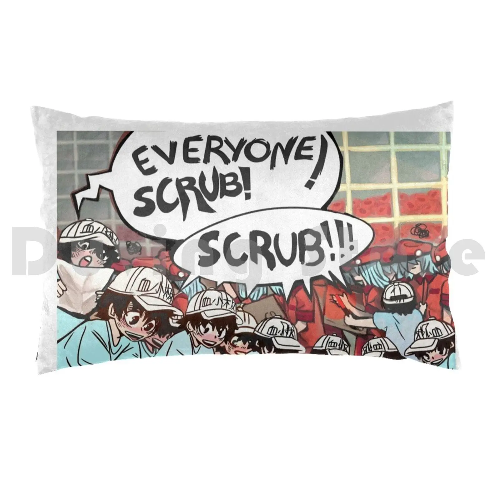 Bnha! Tenko's Cells At Work! Scrub Pillow Case Printed 50x75 Tenko Shimura Tenko Shigaraki Tomura Shigaraki