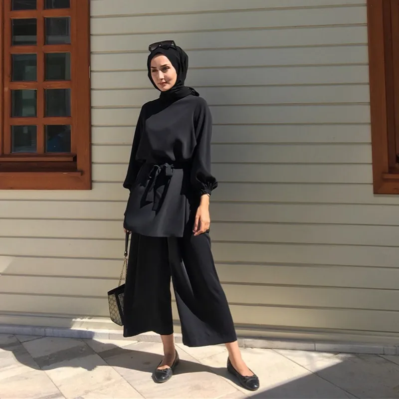 Zweiteilige muslimische Sets für Frauen, Eid Mumarek Abaya, Türkei Hijab Kleid, Kaftan Kaftans, Islamischer Anzug, Abayas für Frauen, Ensemble