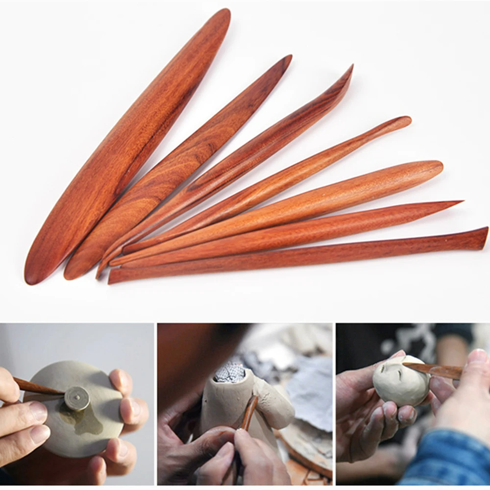 7PCS/SET Mahogany Clay Tools Pottery Tools Double Ended Clay Sculpting Tools for Sculpting