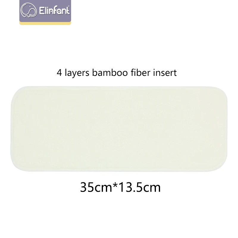 Elinfant 5/10 Pcs 4 Layers Bamboo Fiber Diaper Insert Washable Super Comfortable Nappy Insert 35×13.5cm for Cloth Diaper&covers