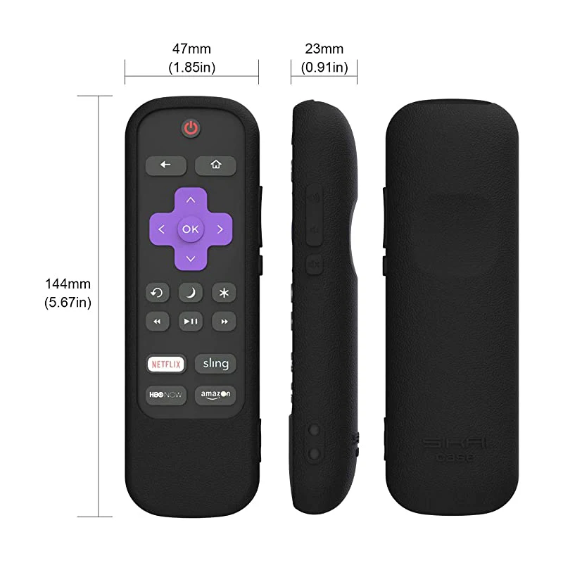 Silicone Case Cover for Roku Voice Remote RCAL7R/ Sharp Roku TV Voice Remote with Power and Mute Button Anti-Lost with Loop