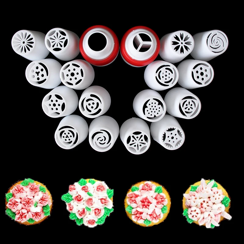 8/16 Pcs Cake Piping Nozzles Plastic Icing Nozzle For Cream DIY Russian Decorating Tips Set Pastry Decoration Tool
