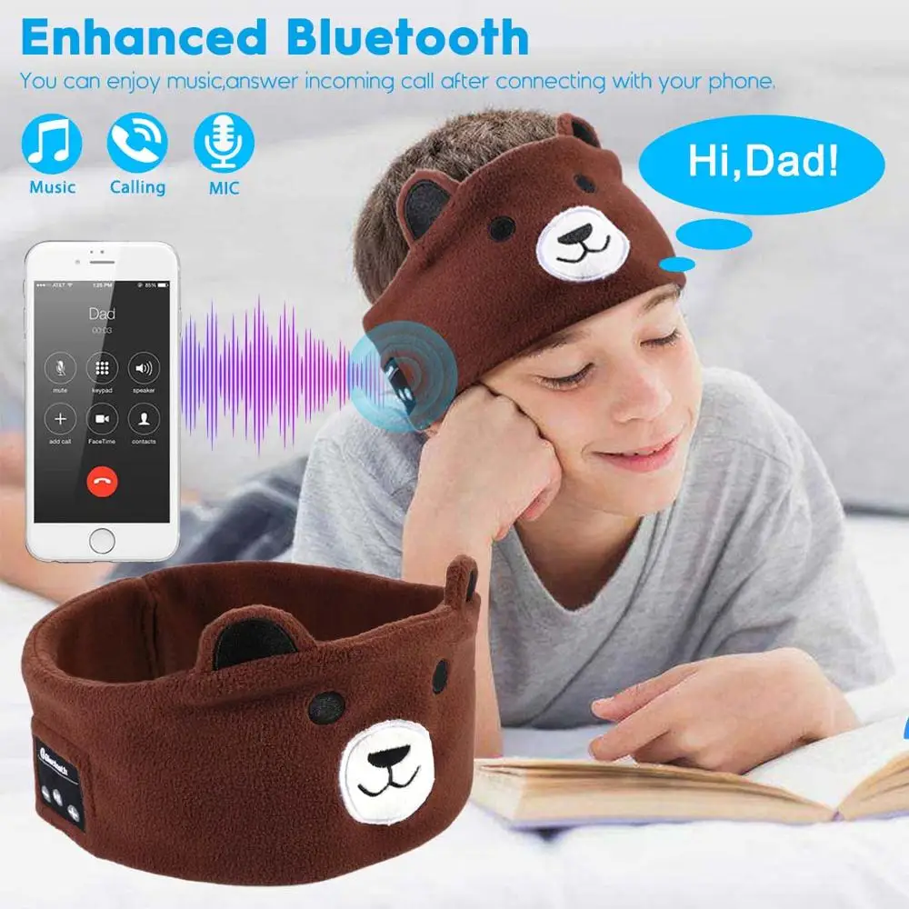 Kids Bluetooth Headphone Sleep Mask Bluetooth 5.0 Stereo Music Player Support Handsfree Soft Music Headband for Children Gifts