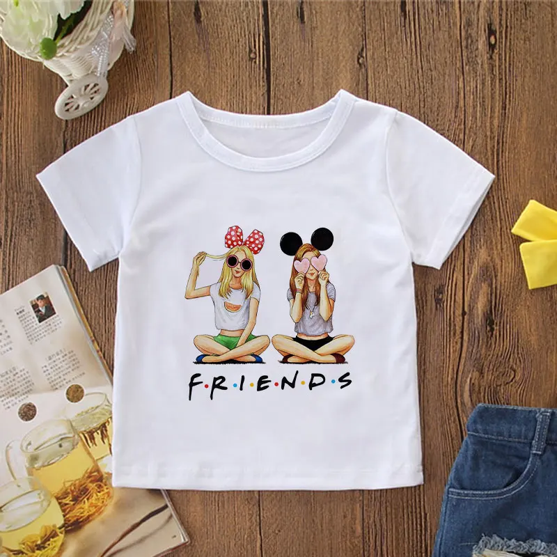 New Arrival Boy Tshirts Kids Me And My Good Friends Girls Tops Fashion Girlfriends T-shirt Design Round Neck Baby Short Sleeves