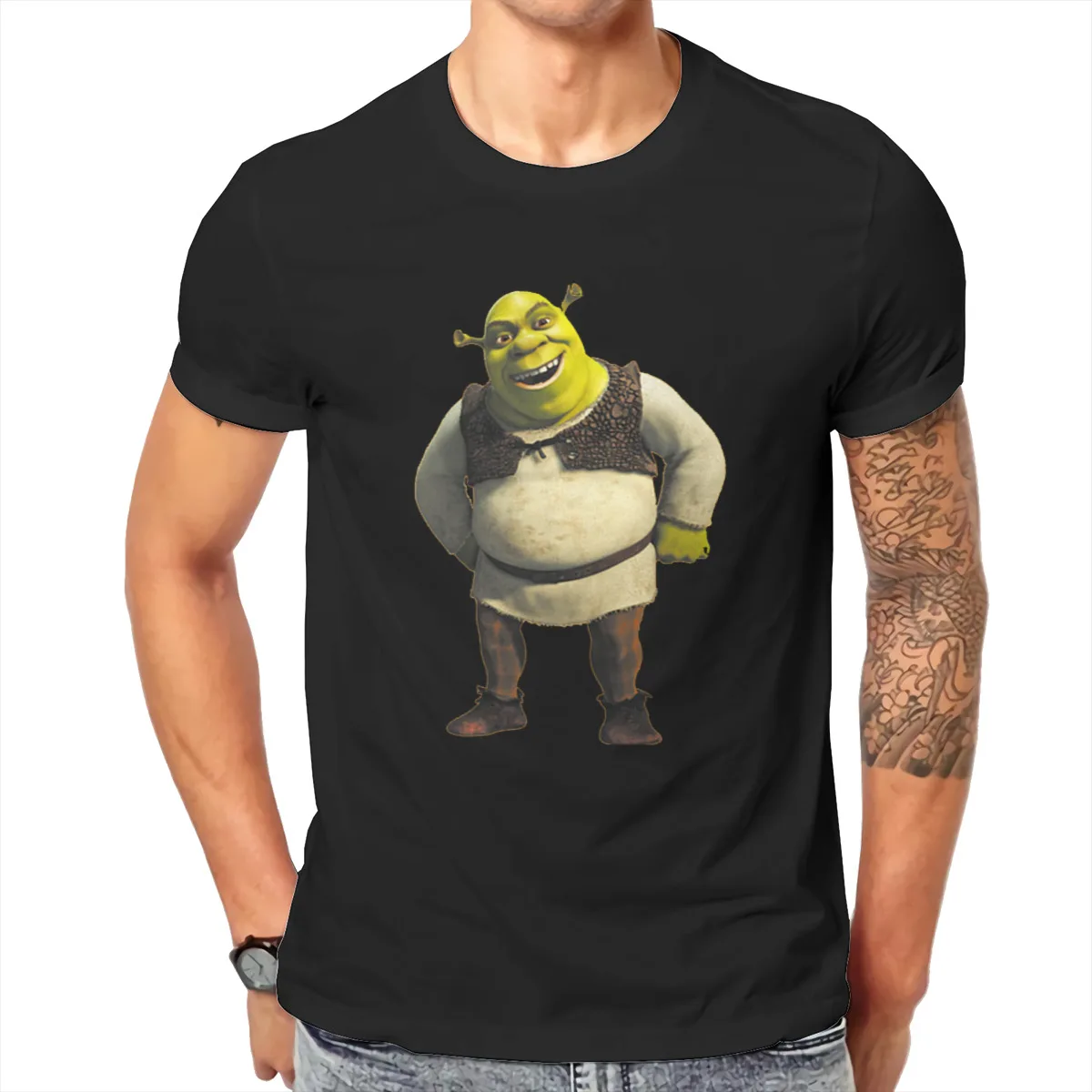 Humor O Neck TShirt Shrek Donkey Princess Fiona Blind Mouse Fairy Tale Movie Pure Cotton T Shirt Men Clothes New Design Fluffy