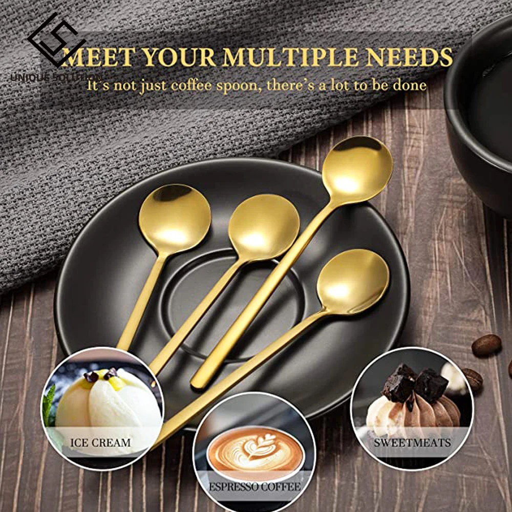 Coffee Spoons, Stirring Spoons, Tea Spoons Long Handle, Gold Teaspoons, Gold Spoons, Ice Tea Spoons, Long Spoons for Stirring