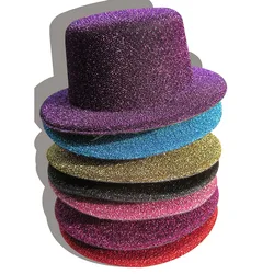Glitter Mini Top Hats Hen Party Dance Kids Fascinator Hats Base Children Cocktail Hair Clip Headpiece EVA Craft Hat Base