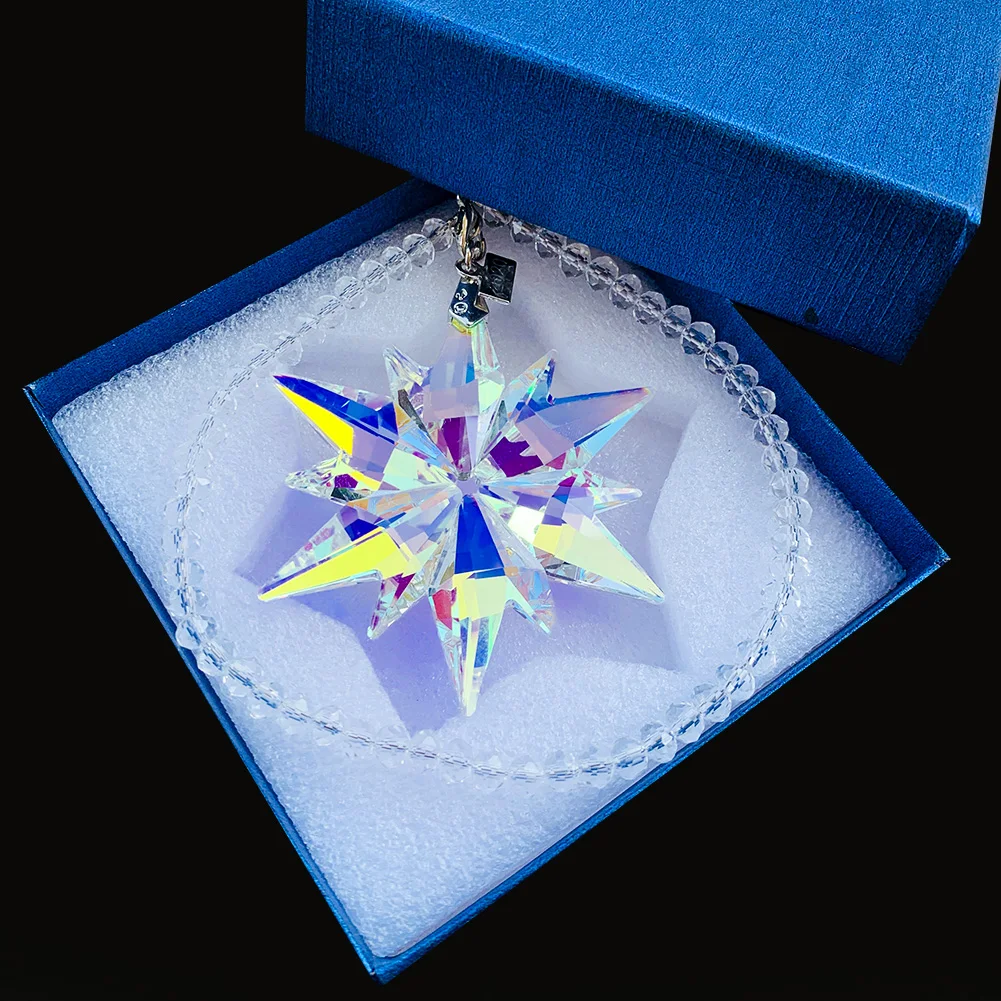 AB Color Crystal Snowflake Hanging Car Pendant Rainbow Prisms Suncatcher Superior Rearview Mirror Car Interior Accessories