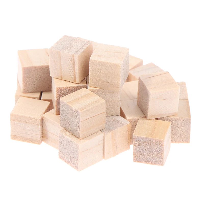 

100Pcs/lot Wooden Cubes Unfinished Square Cubes Wood Blocks For Math Making Craft DIY Projects Gift