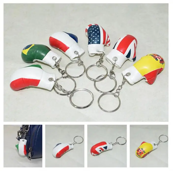 New Design leather boxing gloves keychain PVC fist keychain Sports Keychain accessories Car Keychain Ring Gift Souvenir