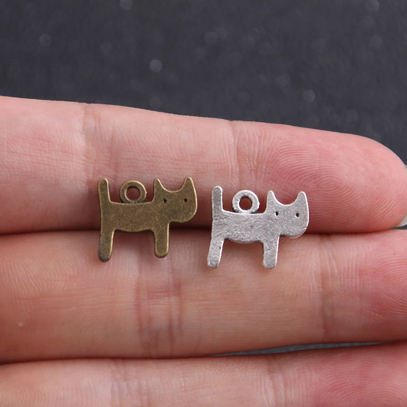 20pcs 12*14mm Antique bronze Cat Pendant Charm Zinc Alloy Lovely mini Cat Charm For Pendant Jewelry Making