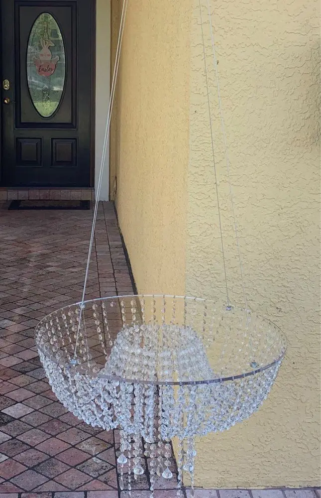 Imagem -06 - Suspensor de Teto Romântico de 24 Polegadas Suporte Acrílico de Flor para Festa de Aniversário Casamento Mesa de Bolo Sobremesa Suporte de Bolo de Cristal