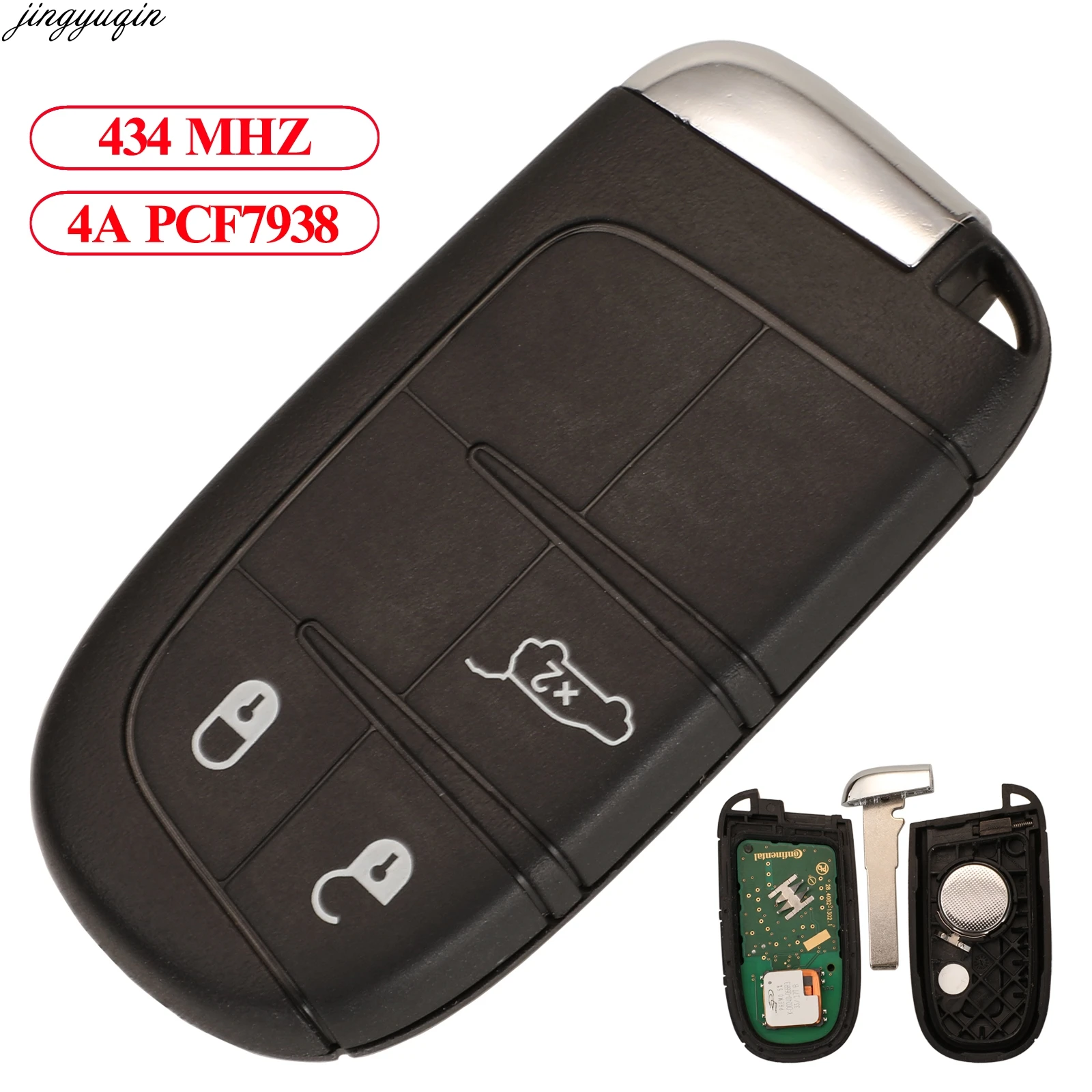 

Jingyuqin Remote Control Car Key 434MHZ 4A Chip For Jeep Compass 3 Buttons Original Factory Fob