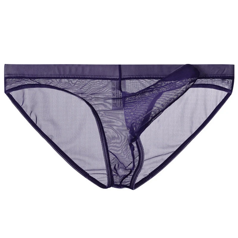 New Men's transparent  Closed Penis Sleeve ultra-thin under wear Net yarn sexy breathable men underwear Briefs