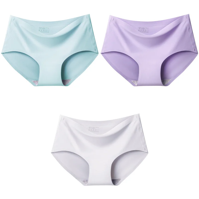 BZEL Hot 3Pcs/lot Sexy Panties Women's Set Panties Solid Female Underwear Mid-Rise Silky Ladies Briefs Comfort Seamless Panties