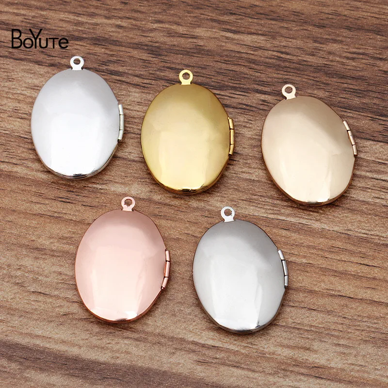 BoYuTe (10 stuks/partij) 23*29mm Ovale Foto Medaillon Messing Materiaal Drijvende Geheugen Medaillon Hanger Sieraden Accessoris