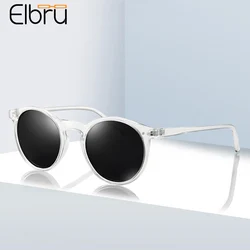 Elbru Vintage Fashion Women Sunglasses  Transparent Frame Polarized Colorful Clear Lens Sun Glasses Classic Sunshades For Men