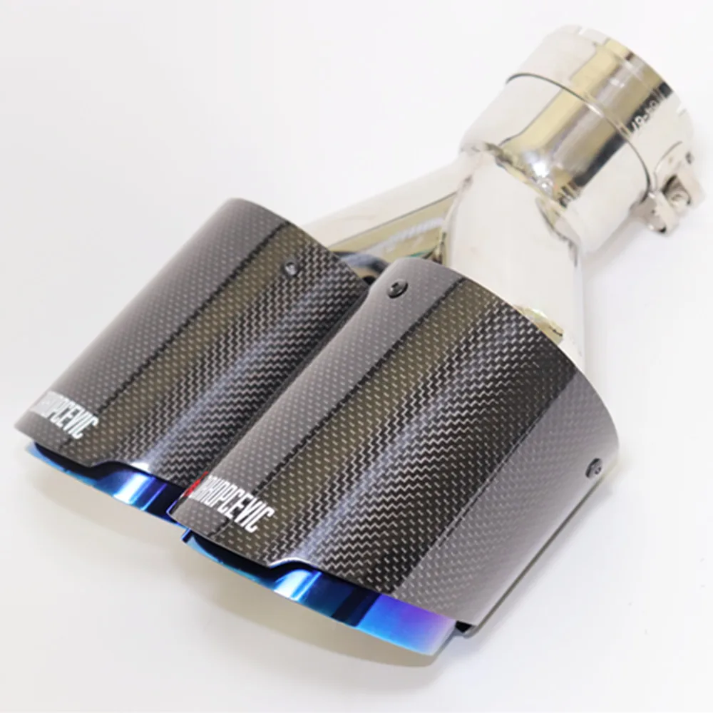 1Piece For Akrapovic Car Carbon Fiber Muffler Tip Y Shape Double Exit Exhaust Pipe Mufflers Nozzle Decoration