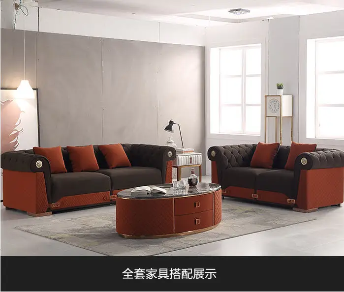 living room Sofa set диван мебель кровать muebles de sala 2+3 seater real genuine leather sofa cama puff asiento  + coffee table