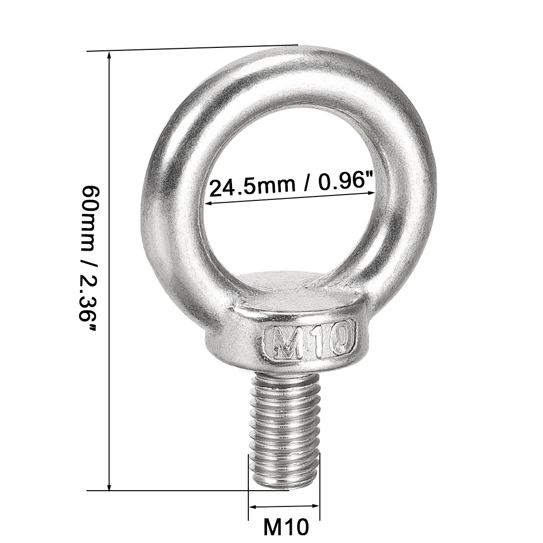 Uxcell-maquinaria de rosca métrica M10, Perno de ojo de elevación de hombro, 2 piezas