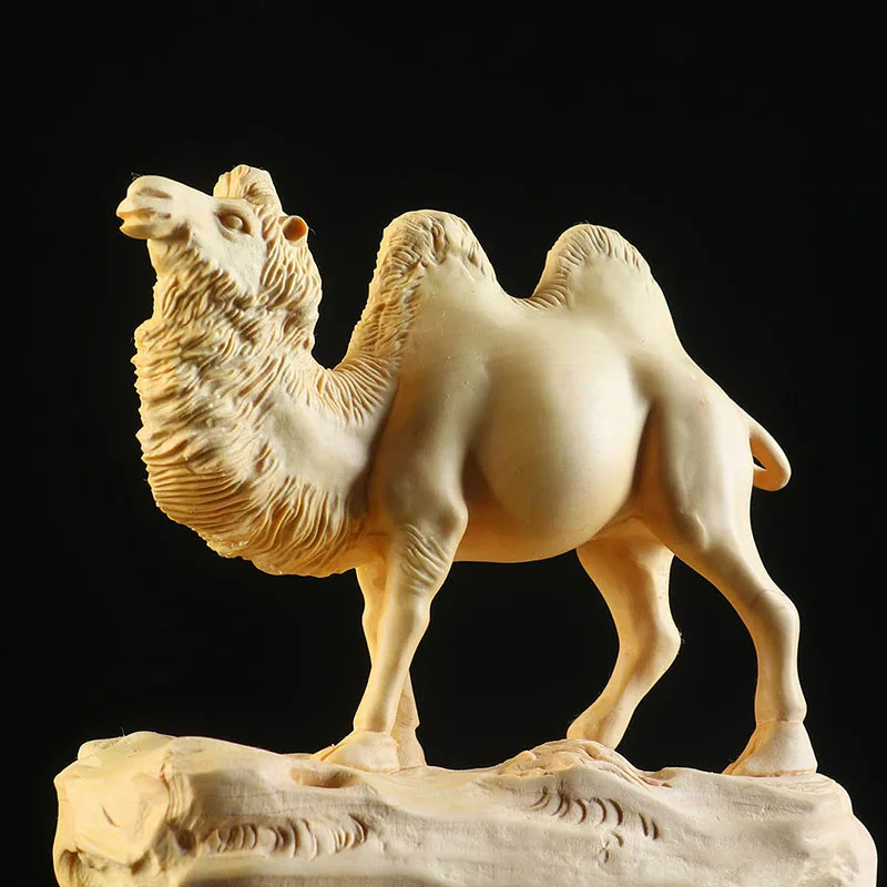 Poplar carving creative camel ornaments living room decoration carving animal crafts car accessories gifts.