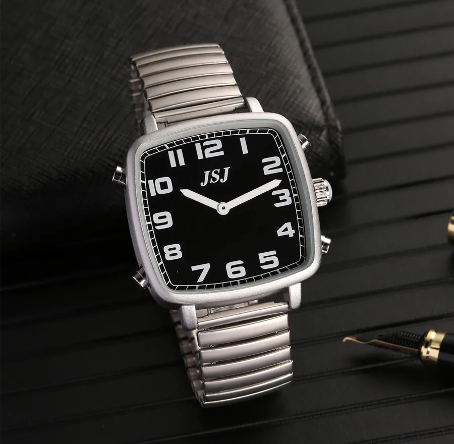 Square Spanish Talking Watch with Alarm,Black Dial TSSB-18S