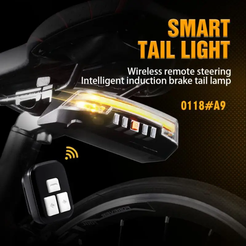 New Bike Rear Light Smart Wireless Remote Steering Tail Light Controller 2000mah IPX6 8 Modes Flashlight USB Rechargeable