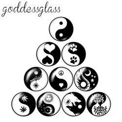 YinYang TaichiSymboles LifeTrees 10pcs mixed 12mm/18mm/20mm/25mm Round photo glass cabochon demo flat back Making findings