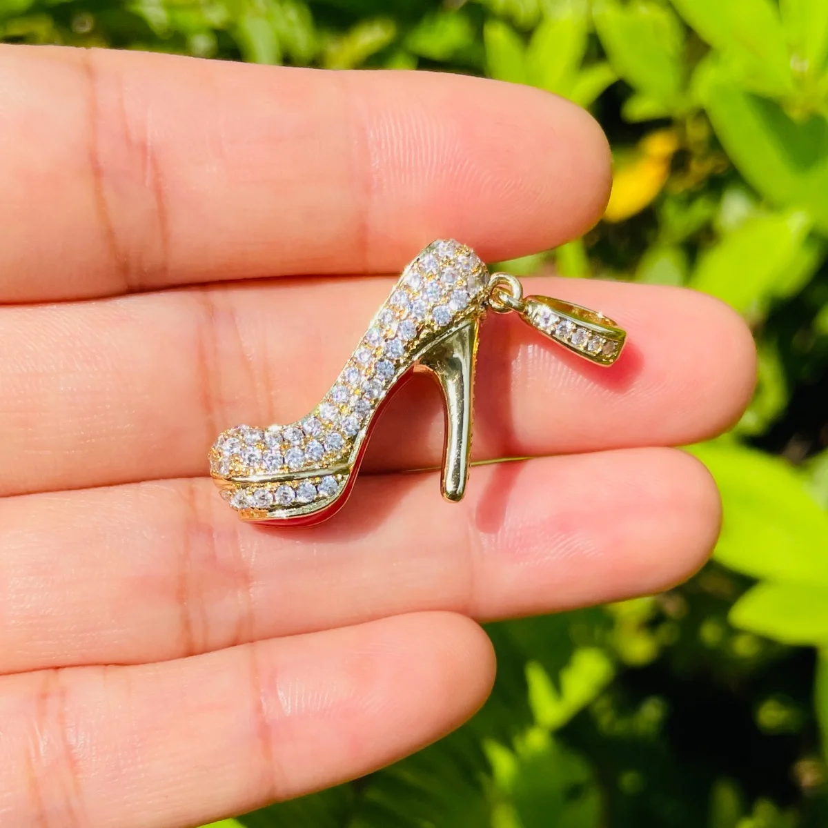 5pcs 3D Red Bottom High Heel Shoes Charms for Women Bracelet Necklace Making Bling Gold-Plated Pendant Handmade Jewelry Findings view 2