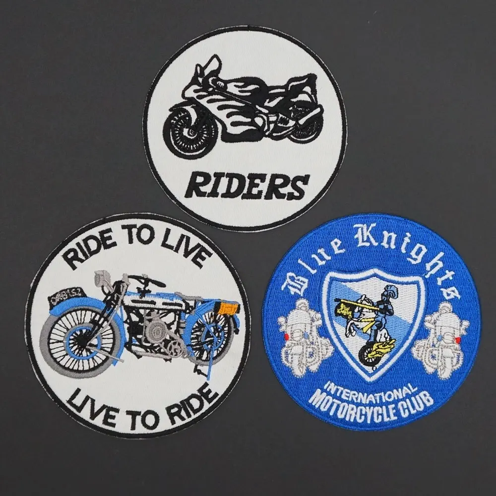 Blue knighs international motorcycle club embroidery rider patch For Clothing hat bags iron on backing