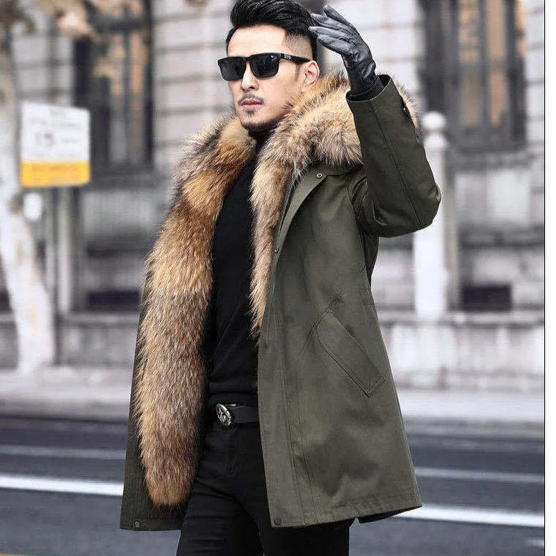 Jaqueta de inverno parka forro de pele do falso masculino casaco com capuz casacos engrossar quente masculino chaqueta y125