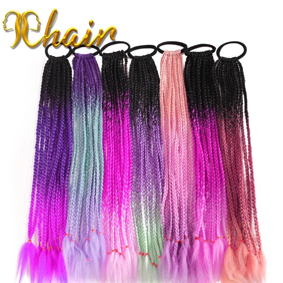 Hair Color Gradient Dirty Braided Ponytail Women Elastic Hair Band Rubber Band Hair Accessories Wig Headband 60cm Hair Color Gr